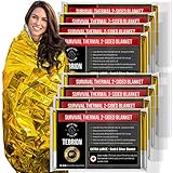 TEBRION 8 Packs Double Sided Emergency Thermal Foil Authentic Mylar Space Blankets (Size: Extra Large 63″ x 82″) Designed for NASA – Perfect for Bug Out Bag, Survival Kit, Camping, Auto, Outdoors