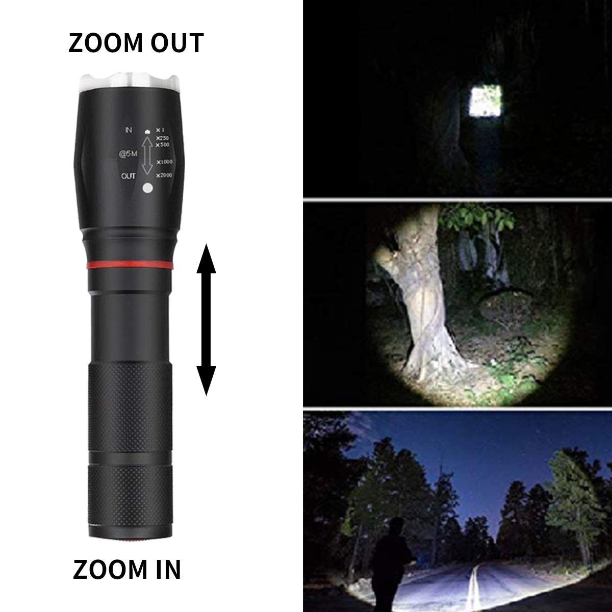 Dolucky XML T6LED Flashlight + COB Lantern, LED Tactical Flashlight Zoomable & Magnetic Base 6 Modes Waterproof Flash light for Camping, Self Defense, Outdoor Adventures, Home Emergency or Gift-Giving