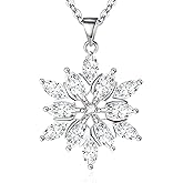 DAMOOR Snowflake Necklace for Women Winter Snowflake Pendant 925 Sterling Silver Christmas Jewelry Gifts for Her