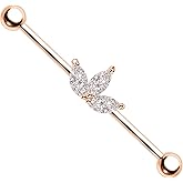 TRBR 14G Marquise CZ Industrial Piercing Jewelry Surgical Steel, Rose Gold Industrial Bar Piercing, Industrial Jewelry for Women, 14 Gauge