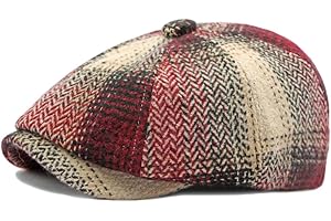 QIABAO Mens Classic Newsboy Flat Cap Gatsby Ivy Cabbie Hat