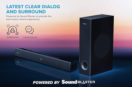 Creative Stage V2 Soundbar with Subwoofer, Clear Dialog and