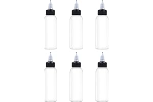 EOSAU 6 Pcs 2oz Plastic Squeeze Bottles with Twist Top Cap, 60ml Clear Dispensing Bottles, Empty Squirt Bottle for Liquids, Sauces, Arts, Crafts, Travel
