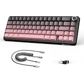 ATTACK SHARK X66 60% Wireless Mechanical Gaming Keyboard with Knob,Gasket Hot Swappable Custom Keyboard,Side Printed PBT Keycaps,Tri Mode USB-C/BT5.0/2.4G RGB Keyboard with Coiled Cable - BlackBerry