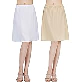 BEAUTELICATE Womens Half Slip 100% Cotton Vintage Underskirt Knee Length Pack of 2