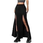 MATSUMIZUYU Women's Casual High Elastic Waist Slit Maxi Skirts, Stretchy Bodycon Wrap Long Club Skirt for Night Out Party
