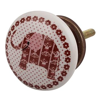 Indian Shelf Handmade Ceramic Elephant Dresser Knobs Flat Drawer