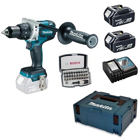 Makita Akku-Bohrschrauber DDF481RTJ 18V 2x 5,0Ah MakPac + Bit-Set 32tlg.