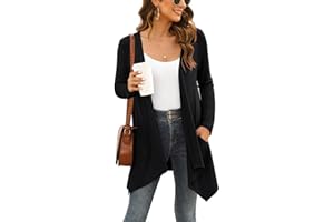 Veryoung Black Cardigan for Women Lightweight Dressy Casual Summer Cardigans Vest Drape Shrug Top with Pockets High Low Hem