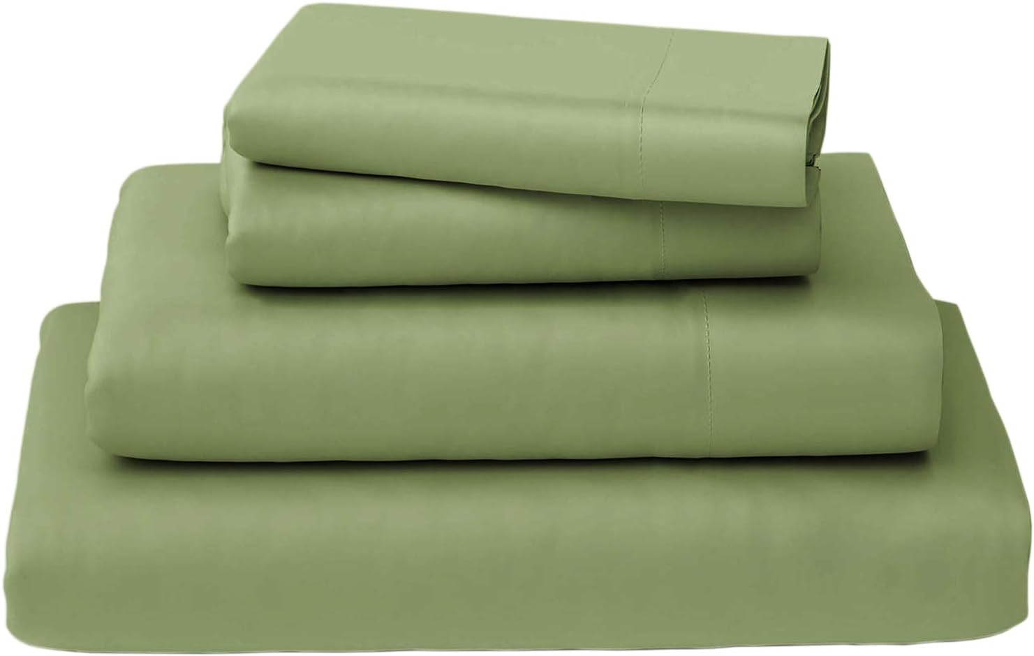 Callista 100% Cotton Sateen Sheet Set 300 Thread Count -King Size, Wrinkle-Free, Fade, Stain Resistant -4 Piece Set -1 Flat Sheet, 1 Fitted Sheet and 2 Pillowcases -Sage