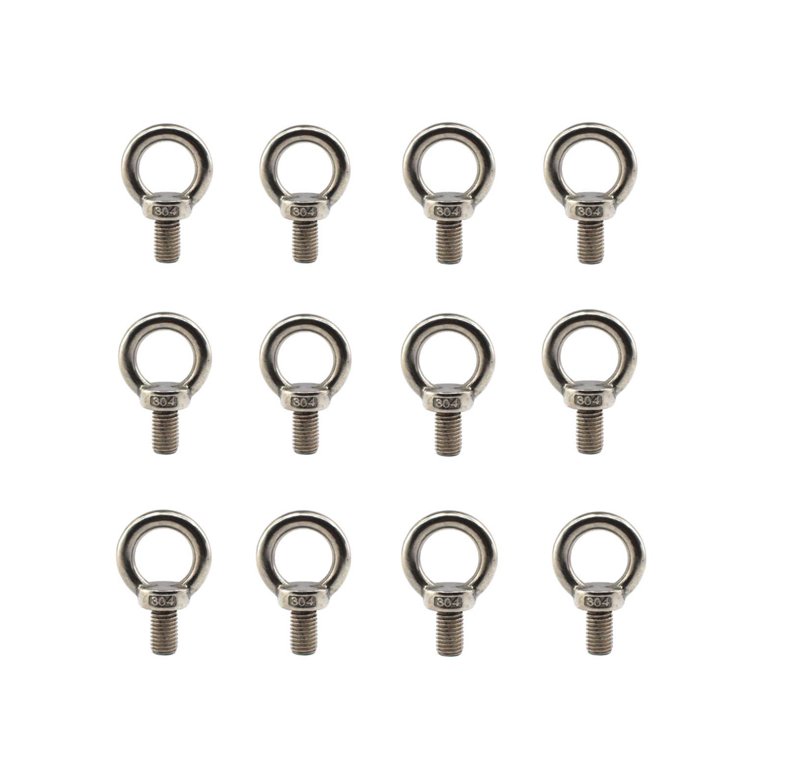 304 stainless steel M3 lifting rigging eyebolt ring Shaped with standard length of thread pack of 12 pcs