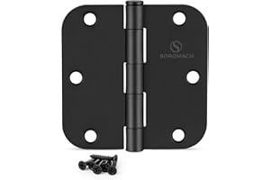 12 Pack Door Hinges for Doors 3 Inch Interior Door Hinges Matte Black Hinges for Doors 5/8 Radius Bedroom Indoor/Interal Door
