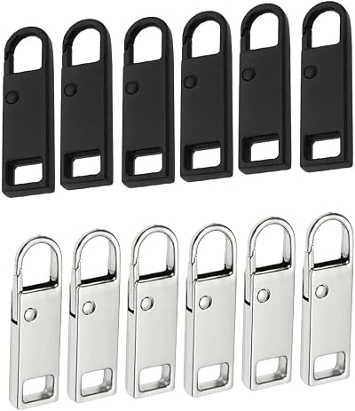Lmyzcbzl 12 Metal Zipper Pull Tabs, Removable for Clothes, Luggage