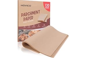 130-Pack Precut Parchment Paper Sheets | 12x12 Inch Unbleached Brown Baking Paper | Heavy Duty Non-Stick Liners for Oven, Air