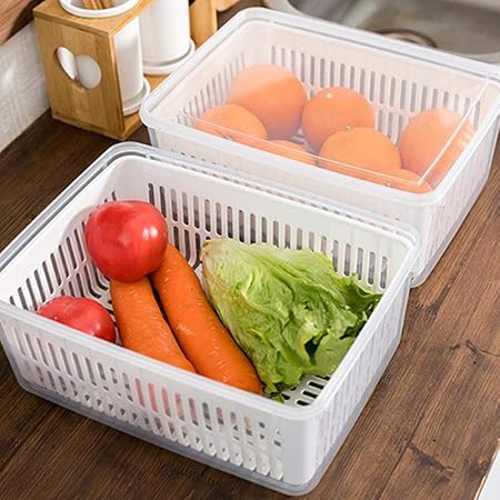 Hifuture Vorratsdose für Gemüse, Obst,Aufbewahrungsbox, Kühlschrank Aufbewahrungsbox,Große Kapazität Kunststoff Vorratsdose