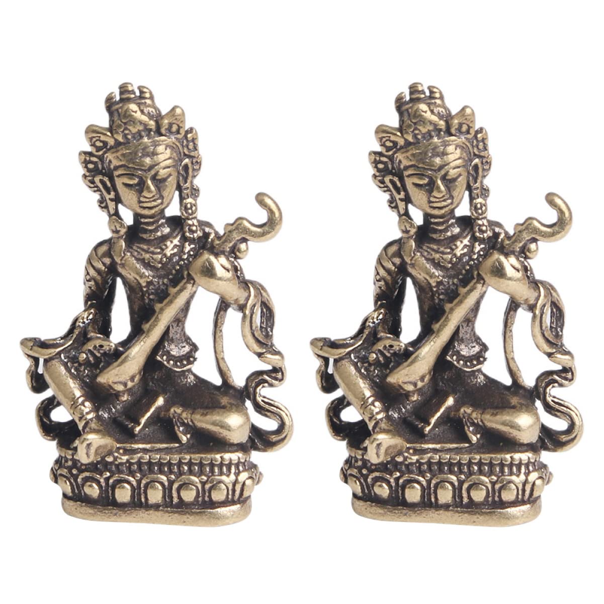 Artibetter 2pcs Vintage Sitting Statue Handicraft Zen Tara Novel Fengshui for Delicate Collective Sculpture Auspicious Shui Fortune Gold Figurine Retro Decor On Desktop Crafts Table Health