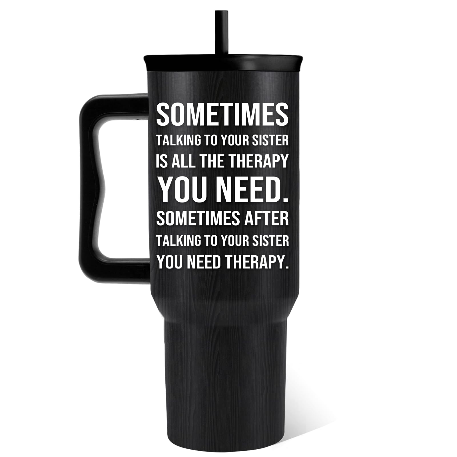 Sisters Gifts Sometimes Talking to Your Sister ls All the Therapy You Need, 40 Oz Friendship Tumbler For Women, Best Sisters Friends Tumbler With Handle, Birthday Gifts For Women Bestie Best Friends