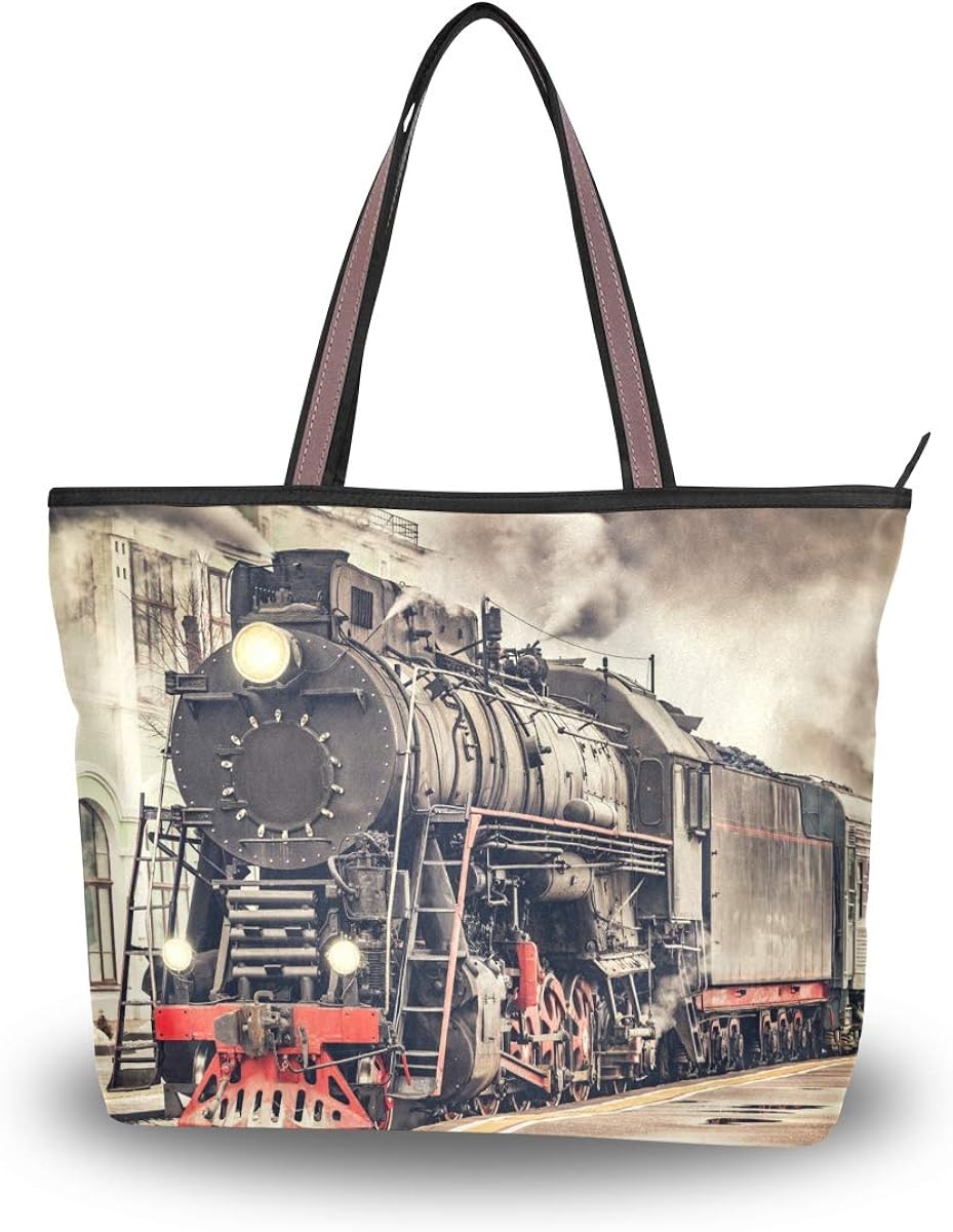 Handbags Women's Steam Train Engine Polyester Fabric Shoulder Bag