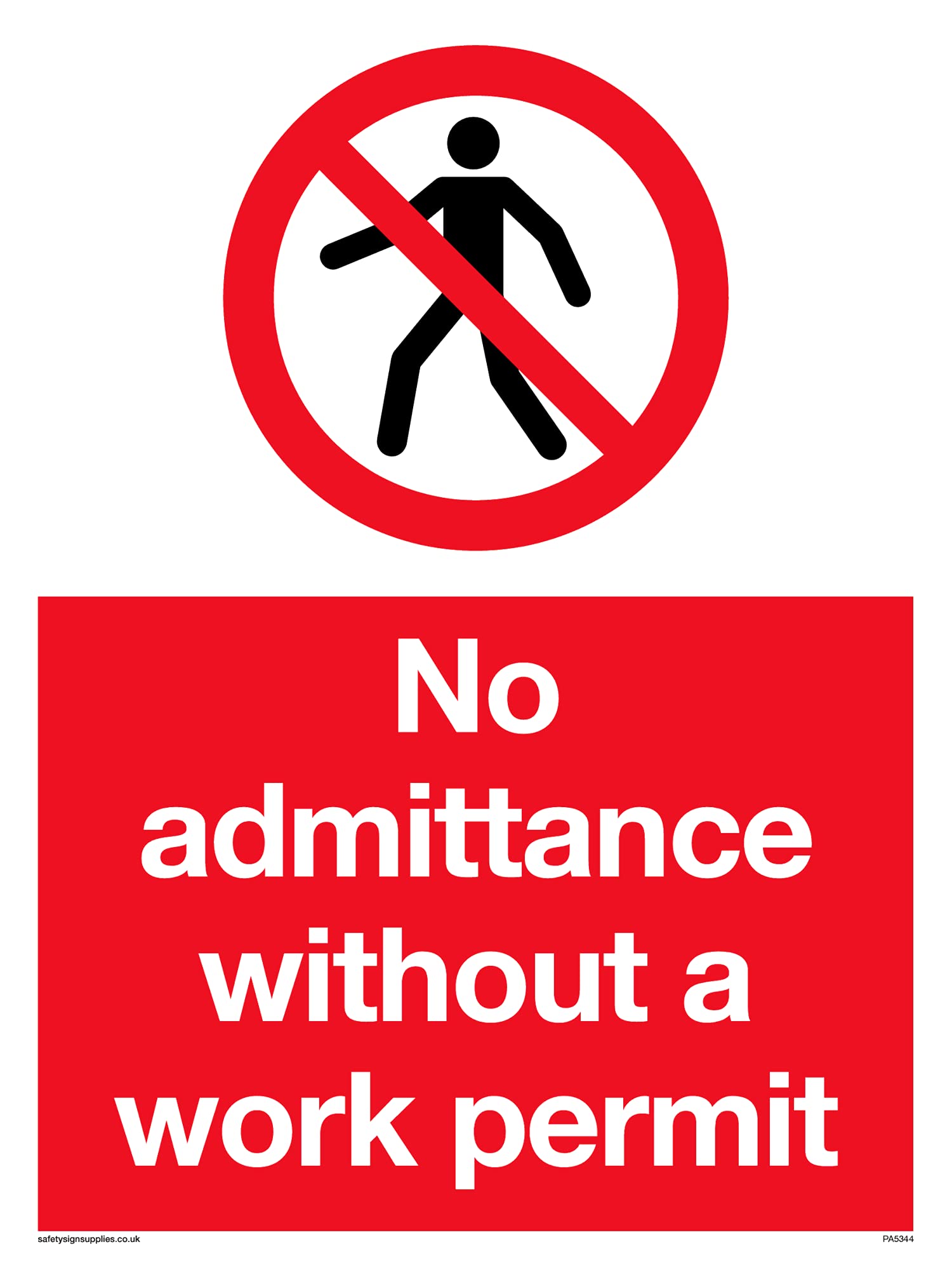 Pack of five - No Admittance Without A Permit Sign - 150x200mm - A5P