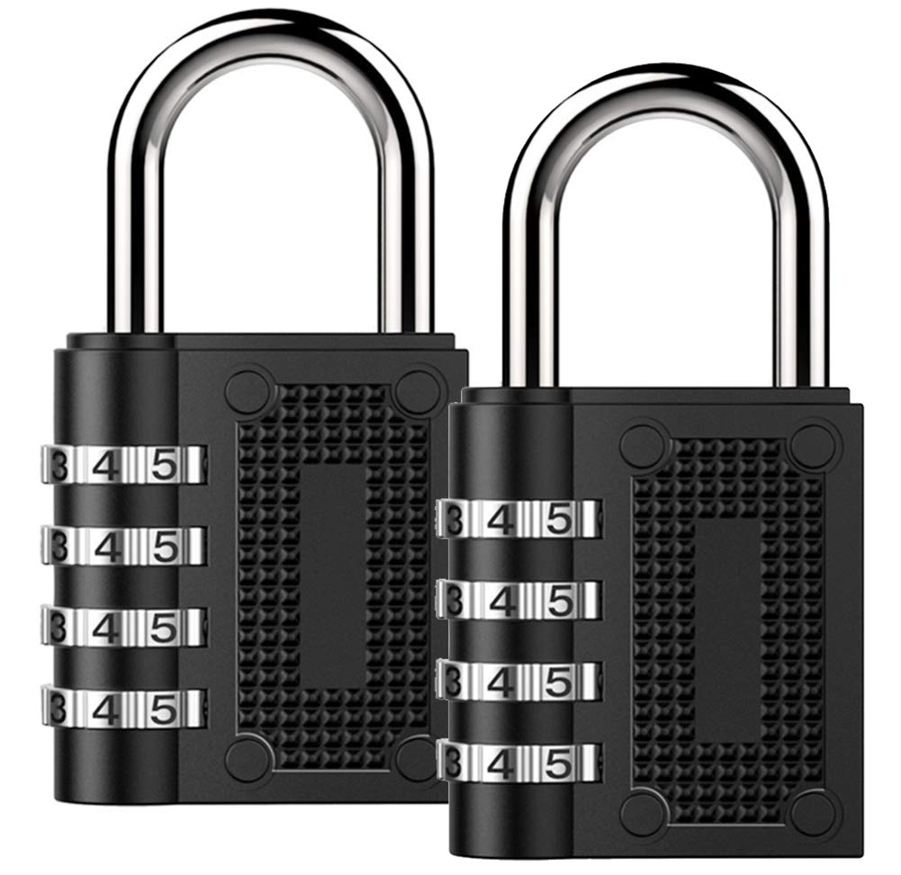 Combination Lock BeskooHome Security Padlock - [2-Pack] Weather Proof Padlock with 4-Digit Smooth Dial for School, Gym, Outdoor Shed Locker -Black