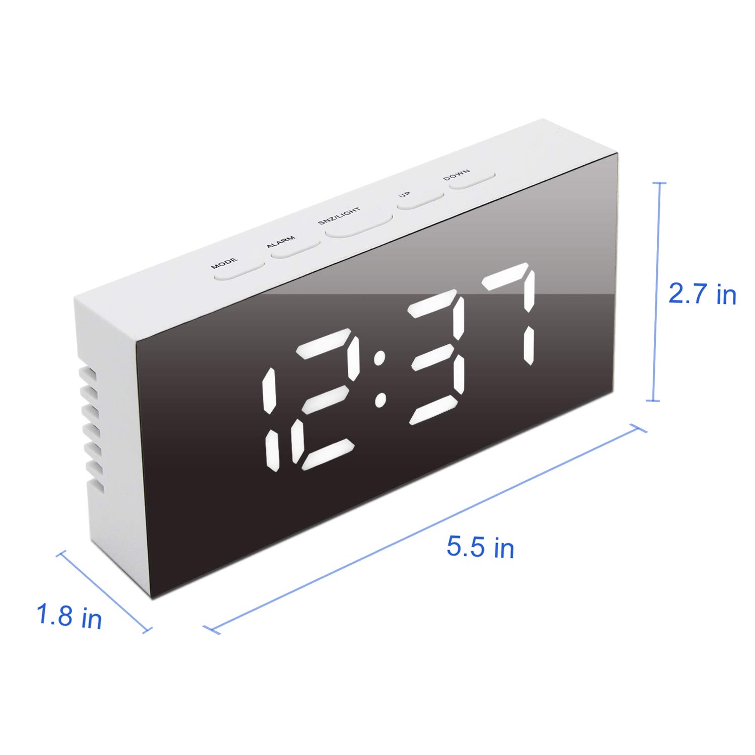 GLOUE Led Digital Alarm Clock,Alarm Clocks Bedside Temperature Display Snooze and Large Display