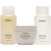OUAI Medium Hair Bundle - Shampoo (10 Oz), Conditioner (10 Oz) &amp; Hair Treatment Masque (8 Fl Oz) with Shea Butter, Keratin and Panthenol - Paraben, Phthalate and Sulfate Free