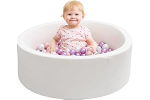 Foam Ball Pit for Toddlers, IAGBIBUI Round Soft Ball Pool Pits for Indoor Playpen, Gift Toy for Kids Children and Babes, White (Balls Not Included)