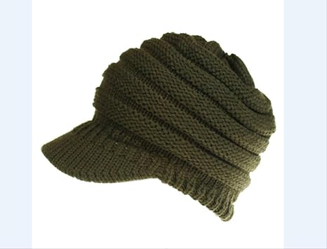 knitted hat with bun hole