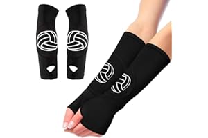 ANEETAFAN Volleyball Arm Sleeves Forearm sleeve Protection Arm Pads and Thumb Hole for Youth teen Girls Boy Black 1 Pair