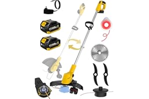 Cordless Weed Wacker, Dual-Power-Line, Metal Blades, Super Brushless Motor, 4-in-1 Battery Powered Weed Eater + String Trimme