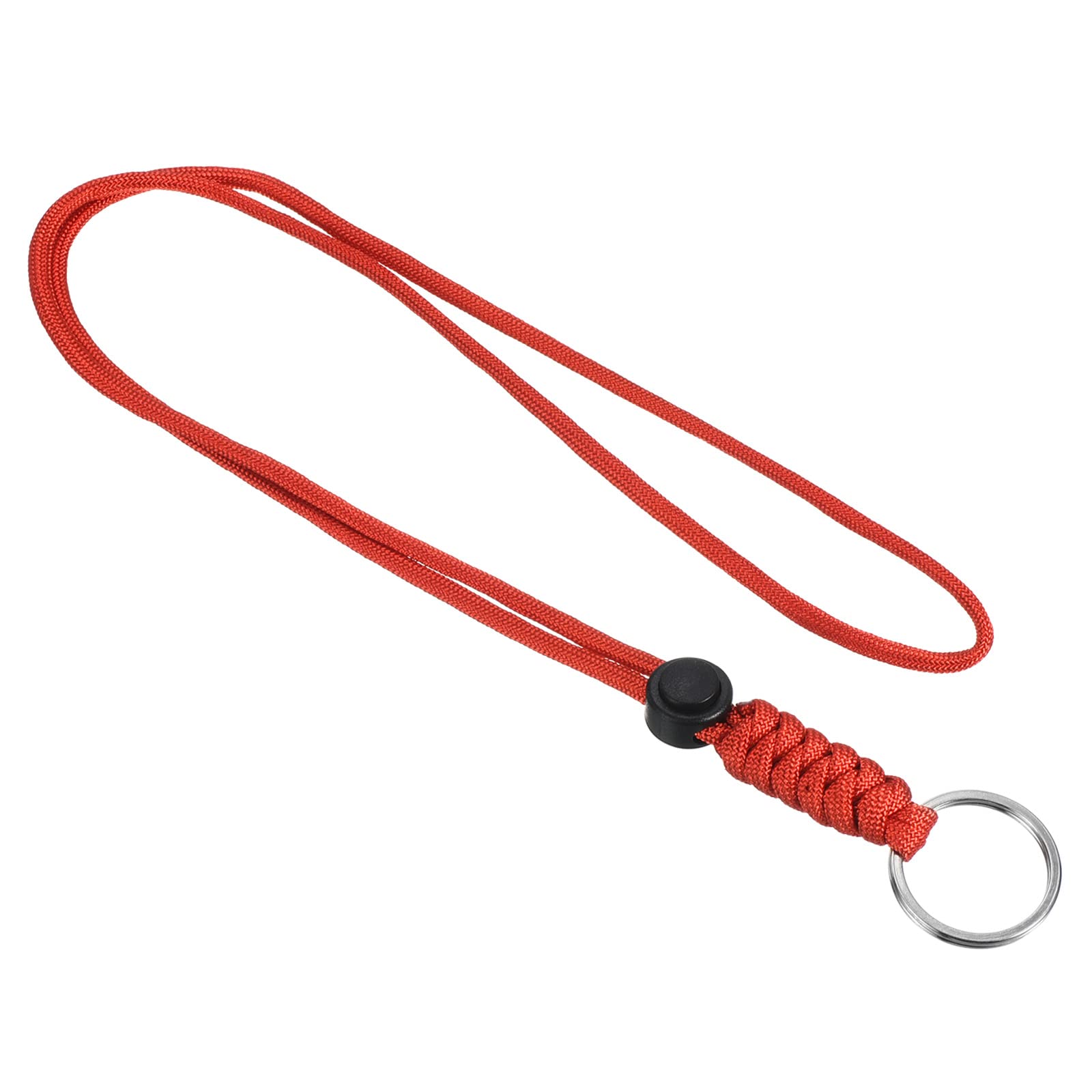 PATIKIL Paracord Lanyard with Keyring 18 Inch, Necklace Keychain Cord Metal Hook Strap for Keys Whistle ID Card Badge Holder, Red