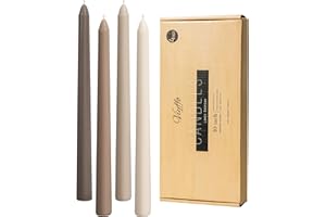 Viyffo Taper Candles 10 Inch Brown Set of 4 Unscented, Dripless, Smokeless Long Tall Tapered Candlesticks Wedding Home Decor Dinner Natural Color Series