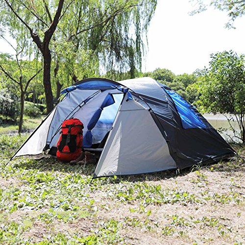 Two Person Camping Tent with Vestibule, 2 People Waterproof Backpacking Tent for Outdoor Travel Camping Hiking, 3 Seasons Double Layer Waterproof Outdoor Shelter Tent House for Family