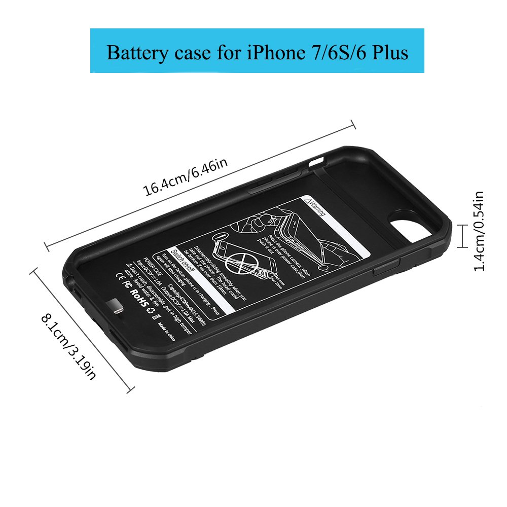 Battery Case for iPhone 7/6S/6 Plus, Mbuynow 4200mAH Portable Charging Case for iPhone 7/6S/6 Plus External Rechargeable Charger Case Protective Power Charger(5.5 inch)