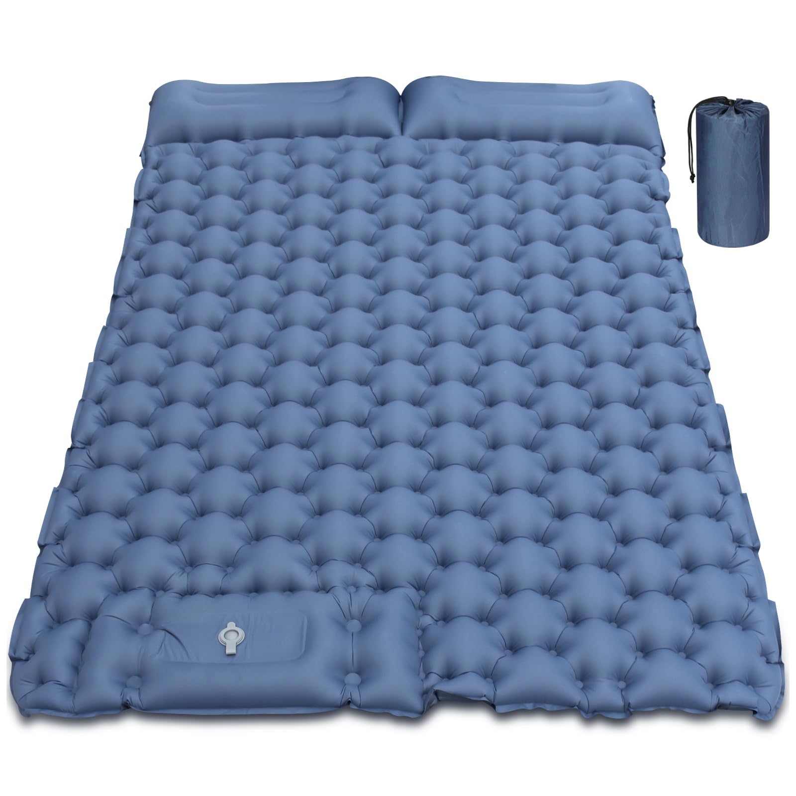 Camping Mat, 12cm Thickened Outdoor Mattress, Camping Mattress with Integrated Air Pump, Ultra Light and Waterproof Outdoor Sleeping Mat for Camping, Hiking, Backpacking, Cycling Trips (blue gray)