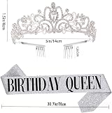 Leixi Birthday Queen Sash & Rhinestone Tiara Set Silver view 2