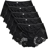 PHOLEEY Womens Sexy Underwear Lace Panties High Waisted Plus Size Ladies Brief for Women 5-Pack