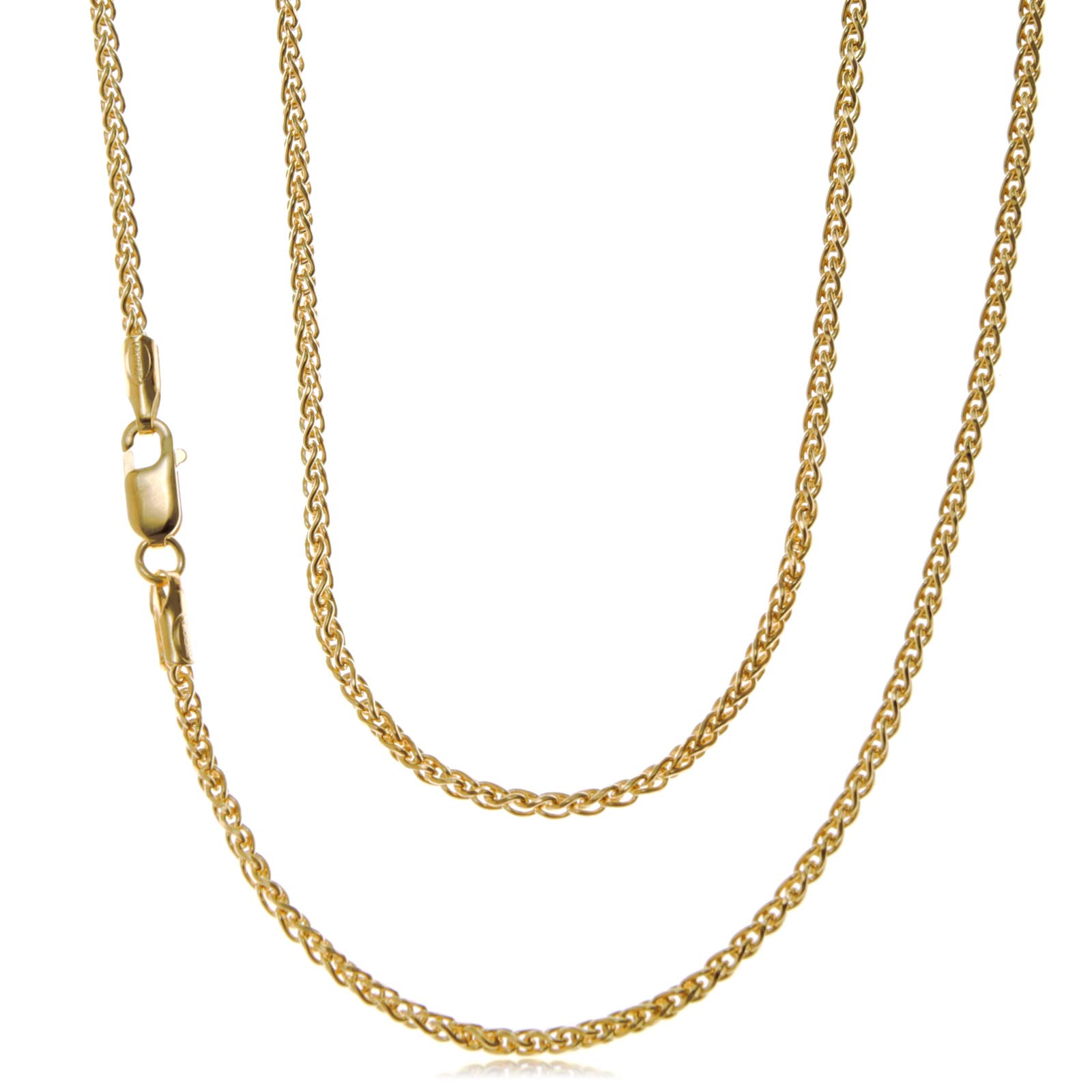 Alexander Castle 20" Solid 9ct Gold Chain Rope Chain Necklace - 1.5mm - Yellow Gold Necklace for Women & Men with Jewellery Gift Box