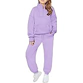 Zaclotre Girls Sweatsuit 2 Piece Outfits Fall Winter Fleece Half Zip Thumb Hole Sweatshirts and Sweatpants Joggers Set