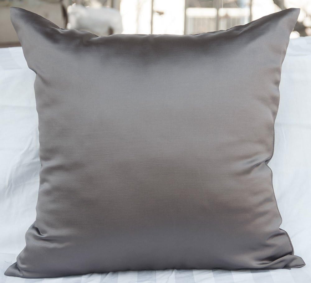 TangDepot Solid Heavy Satin Decorative Throw Pillow Cover, Pillow Shams, Square Pillow Covers, Cushion Covers, Pillowcase - (20"x20", Taupe)