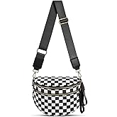Checkered Nylon Crossbody Bag Bum Bag for Women Mom Spacious Checkered Crossbody Purses Shoulder Handbag
