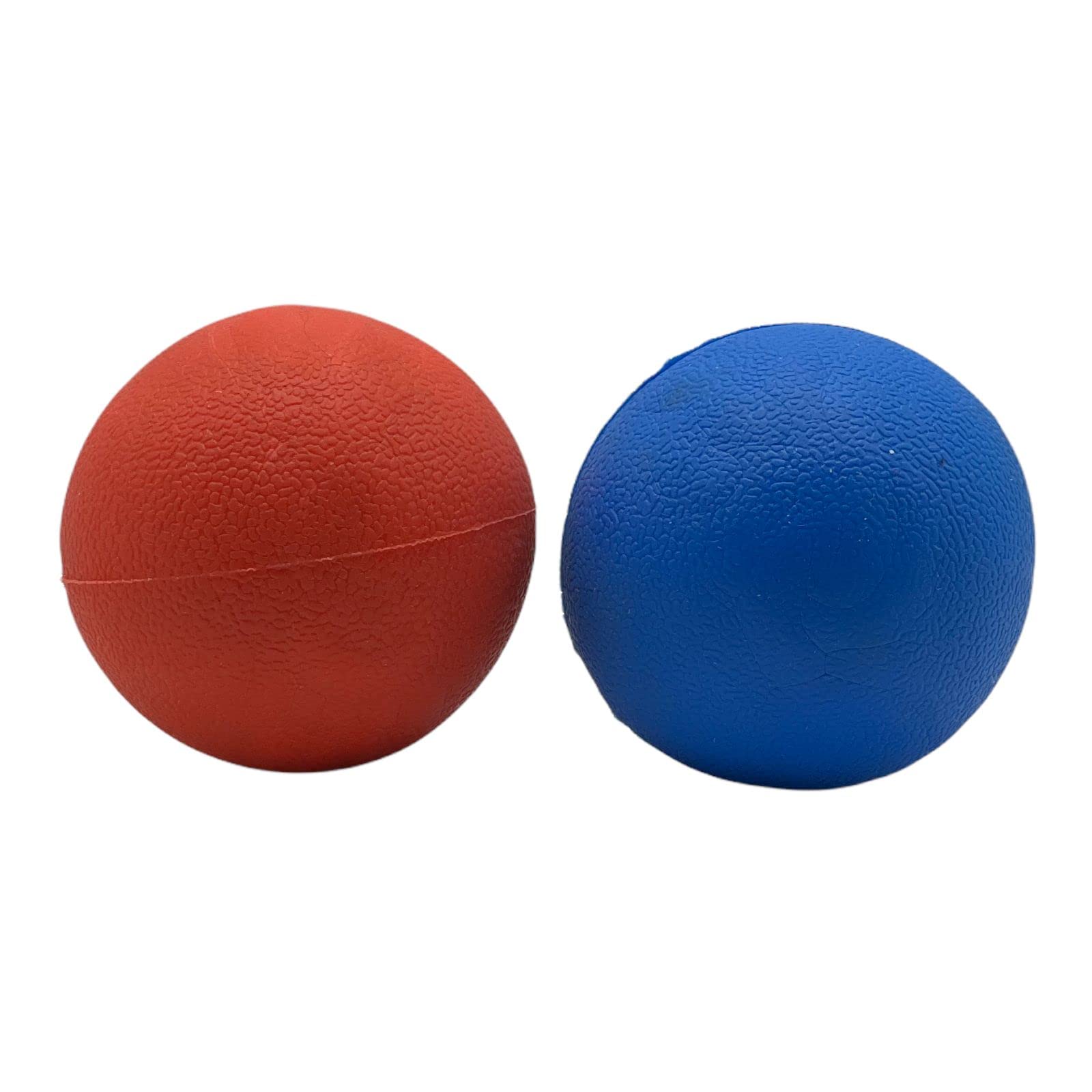 Pet Guru Dog Training High Bounce Medium & Large Solid Ball Doggy Play Balls Hours for Fun for All Dogs and Puppies Solid TRP Rubber Boomer Ball Funny Chew Play Toys (7.5 CM LARGE, 1 RED 1 BLUE)