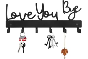 Love You Bye Key Holder Wall Mount, Key Organizer Rack with 6 Hooks Keys Hanger for Wall Entryway Decor Front Door Kitchen Ha