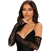 SAWINDA Long Lace Gloves Bridal Arm Sleeves Stretchy Fingerless Floral Gloves For Wedding Dance Tea Party Costume Accessories