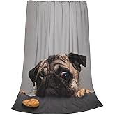 Pug Dog Fleece Throw Blanket Soft Lightweight Warm Cozy Plush Blanket for Men Women Couch Bed Sofa 60"X50"