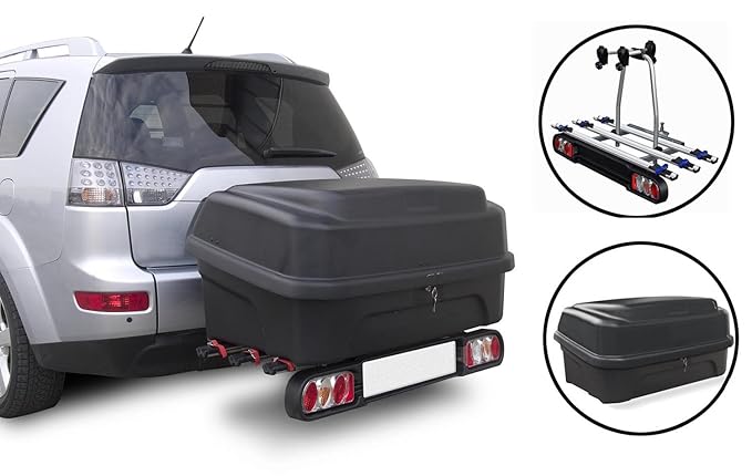 MENABO Race 3 Kupplungsträger Fahrradträger 3Räder klappbar + Boxxy Gepäckbox schwarz