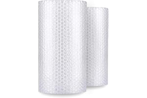 ENKO PRODUCTS enKo (2 Pack) 12 inch x 72 feet Bubble Cushioning Wrap Roll Perforated 20 Fragile Sticker Labels for Moving Shipping Packing Boxes Supplies