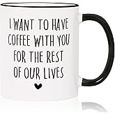 Aurahouse Wedding Anniversary Mug, Valentines Day Gifts for Husband Wife, Romantic Gifts for Boyfriend Girlfriend, Wife Husband Birthday Christmas Gift, Let’s Have Coffee Together Forever