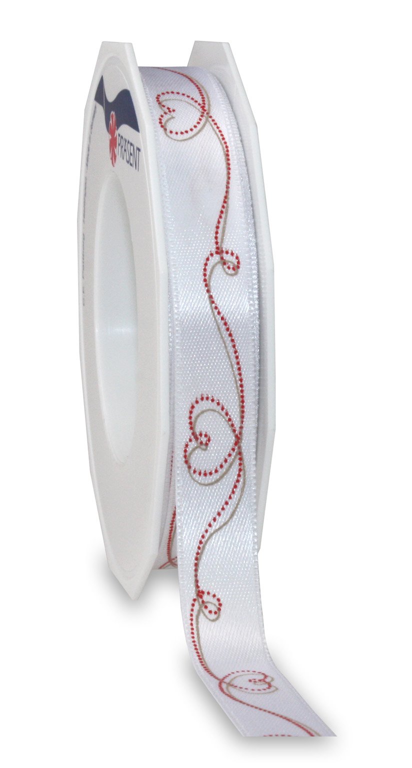 Präsent - Cordoba Printed Ribbon White 20-m-Roll 15 mm width
