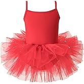 Toddler Girls Tutu Dresses Strap Shiny Tulle Ballet Leotard Ballerina Outfits for Dance